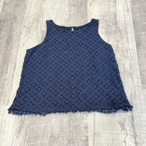 Ann Taylor Petite Lace‎ Tank Top Size Medium Navy Color
